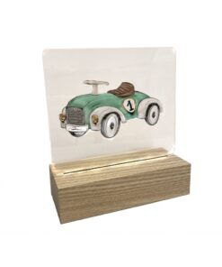 ΞΥΛΙΝΗ ΒΑΣΗ ΜΕ PLEXYGLAS ΦΩΤΙΖΟΜΕΝΟ ΜΠΑΤΑΡΙΑΣ ΜΕ ΑΥΤΟΚΙΝΗΤΑΚΙ