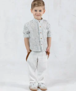 Λινό Βαπτιστικό Σύνολο σετ 4τεμ. για αγόρι - NIREAS