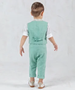 Alternative view of Λινό Βαπτιστικό Σύνολο σετ 5τεμ. για αγόρι - DANAOS