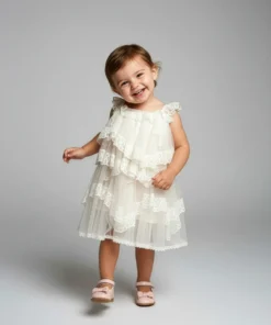 Βαπτιστικό Τούλινι φόρεμα με δαντέλα-DANAE