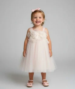 Βαπτιστικό Τούλινι φόρεμα με λουλούδια-AXIA